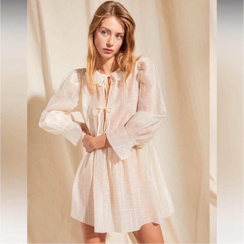Aritzia Le Fou Wilfred Cover Up Long Sleeve Cream Dress